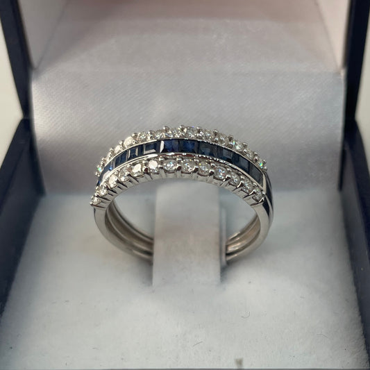 Anillo de Brillantes y Zafiros Azules - Joyería Patagónica