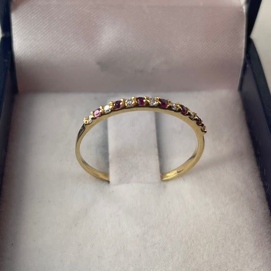 Medio cintillo fino de Diamantes y Rubíes - Joyería Patagónica