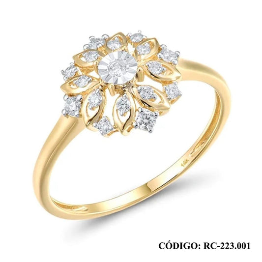 Anillo Roseta de Brillantes en 14k - Joyería Patagónica