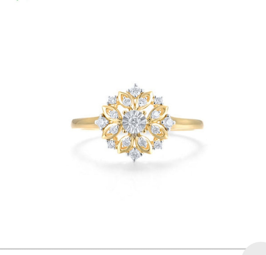 Anillo Roseta de Brillantes en 14k - Joyería Patagónica