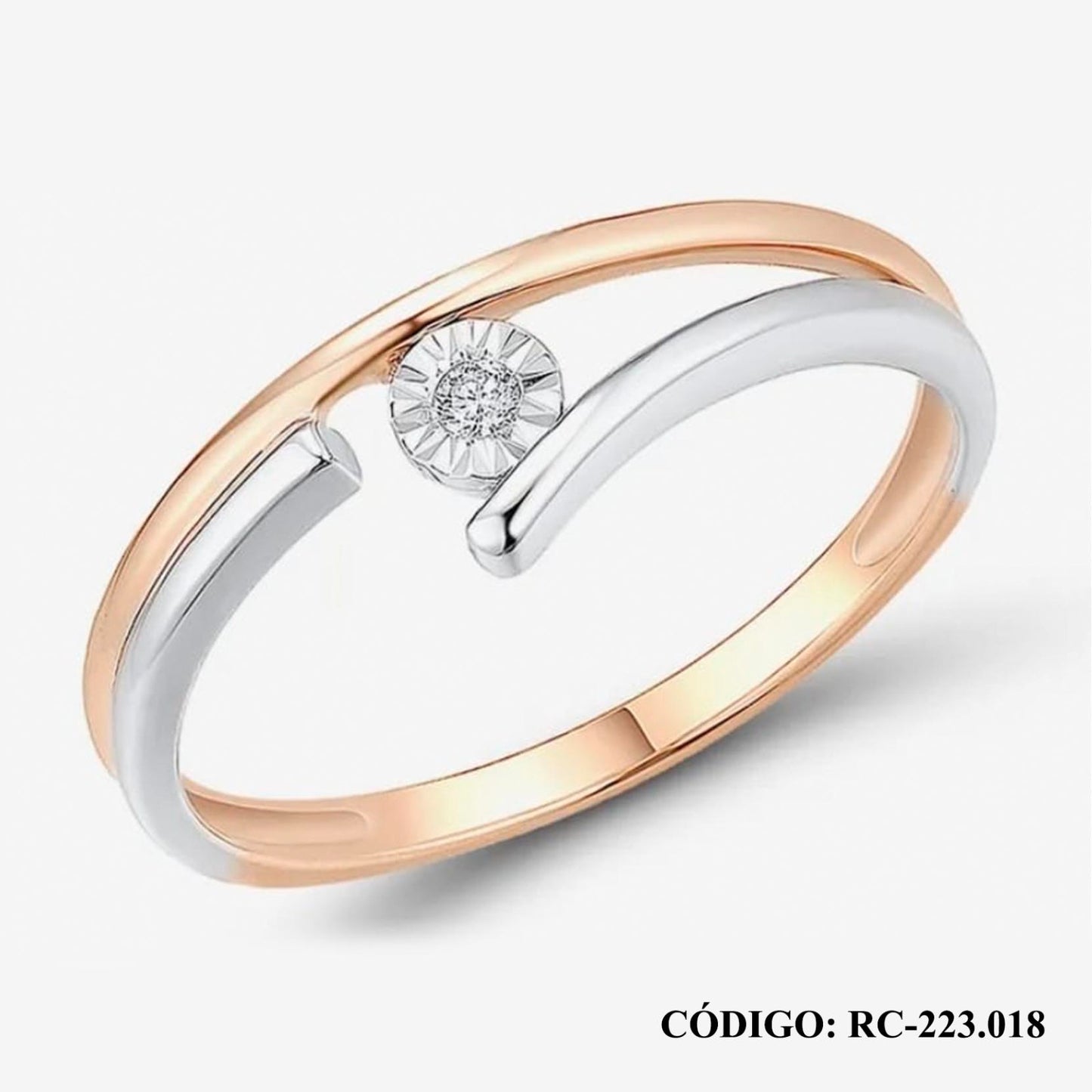 Solitario Dos Tonos oro 14k