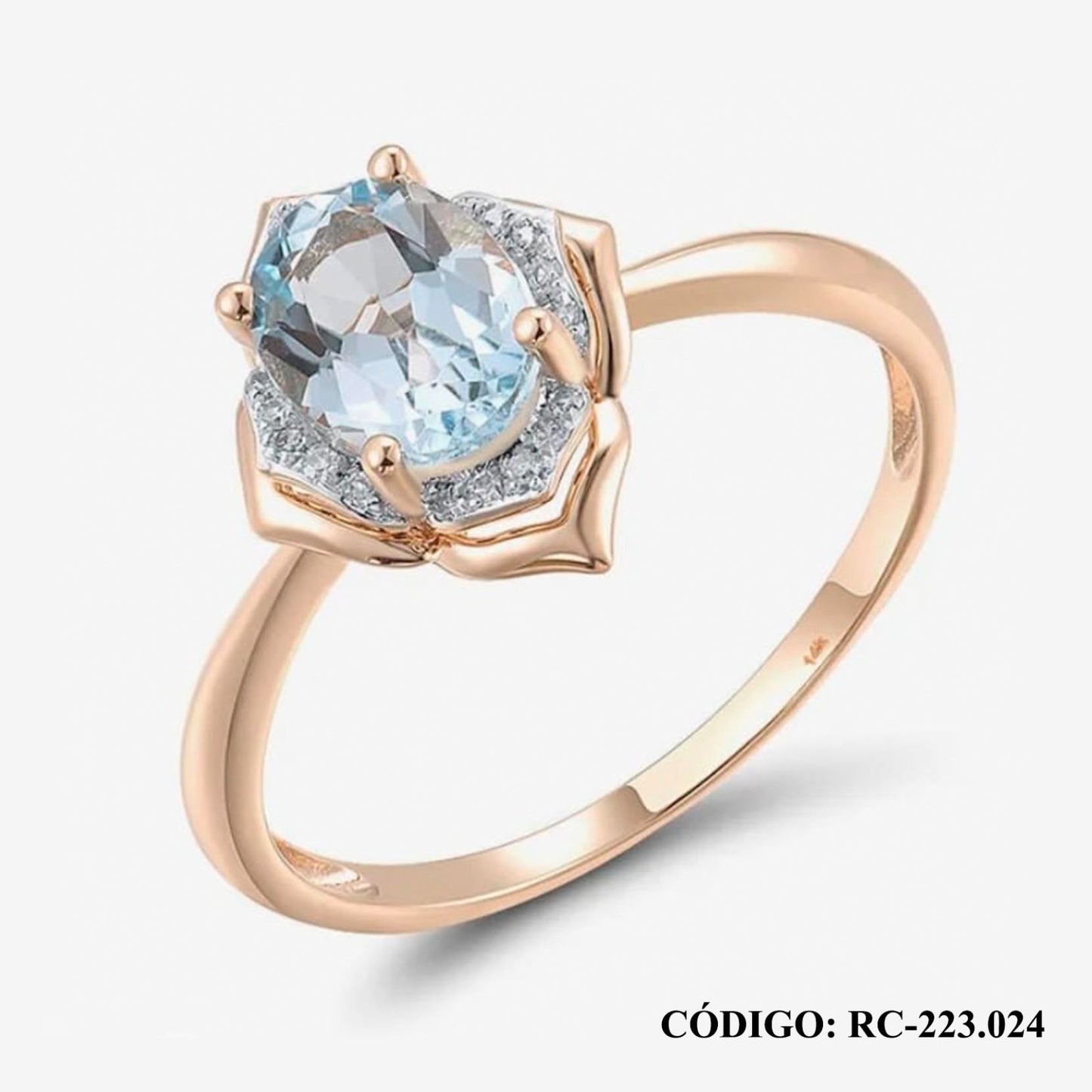 Solitario Topacio Azul 14k