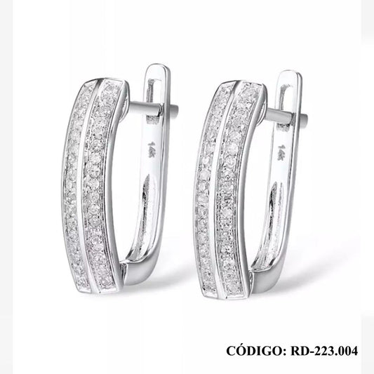 Aros de Brillante en Oro Blanco 14k