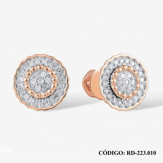 Aros Roseta de Brillante en oro 14k