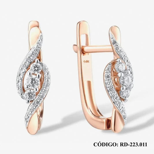 Aros de Brillantes en Oro 14k