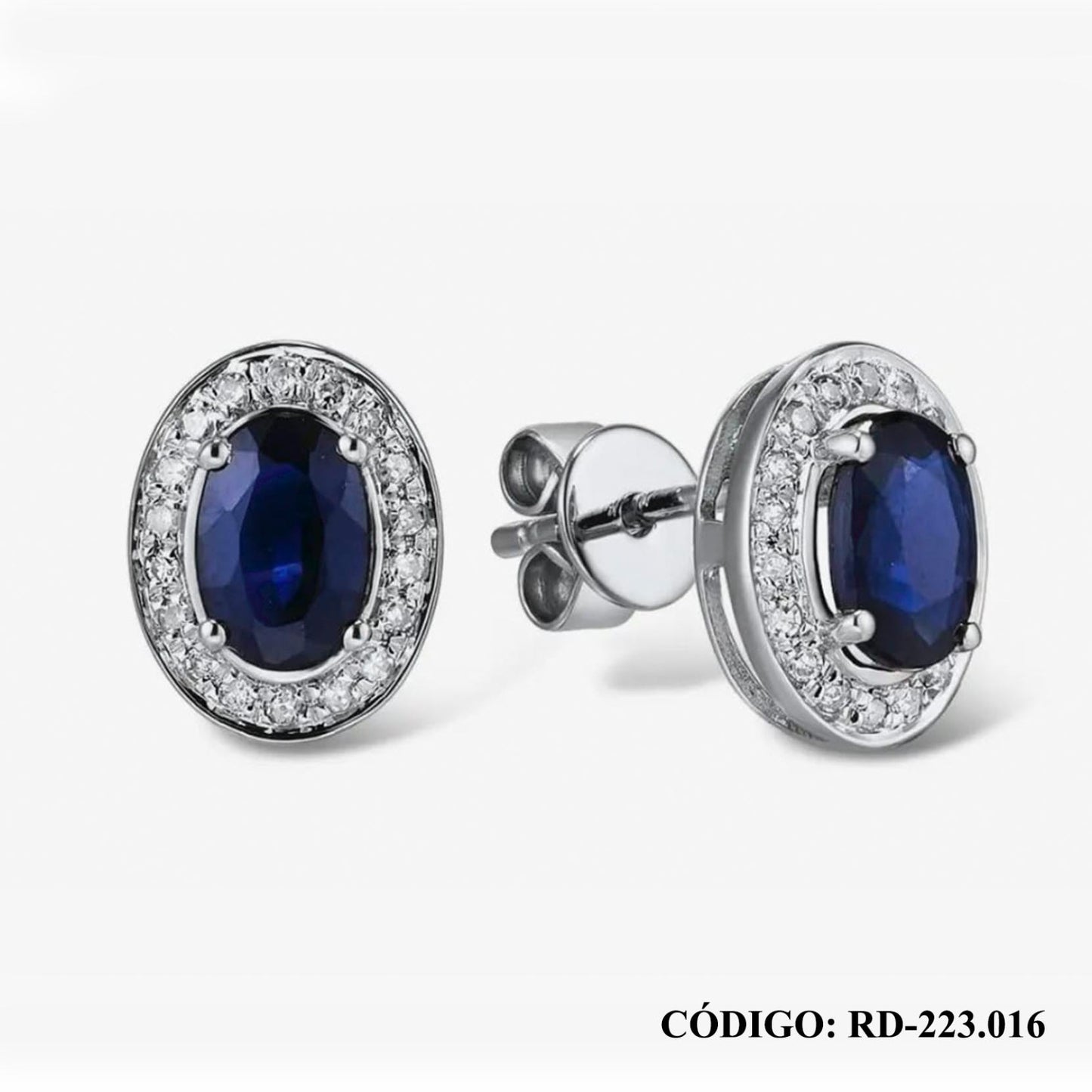 Aros de Brillantes y Zafiro 14k