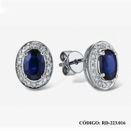 Aros de Brillantes y Zafiro 14k