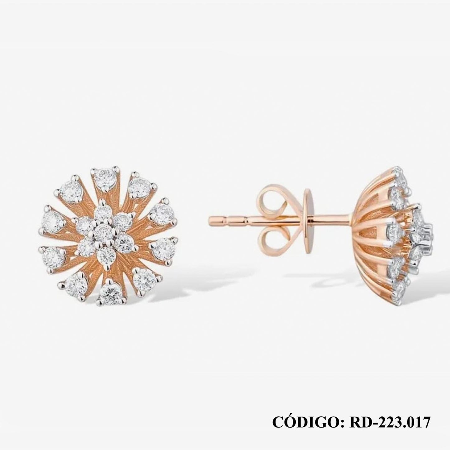 Aros Roseta de Brillantes en Oro 14k