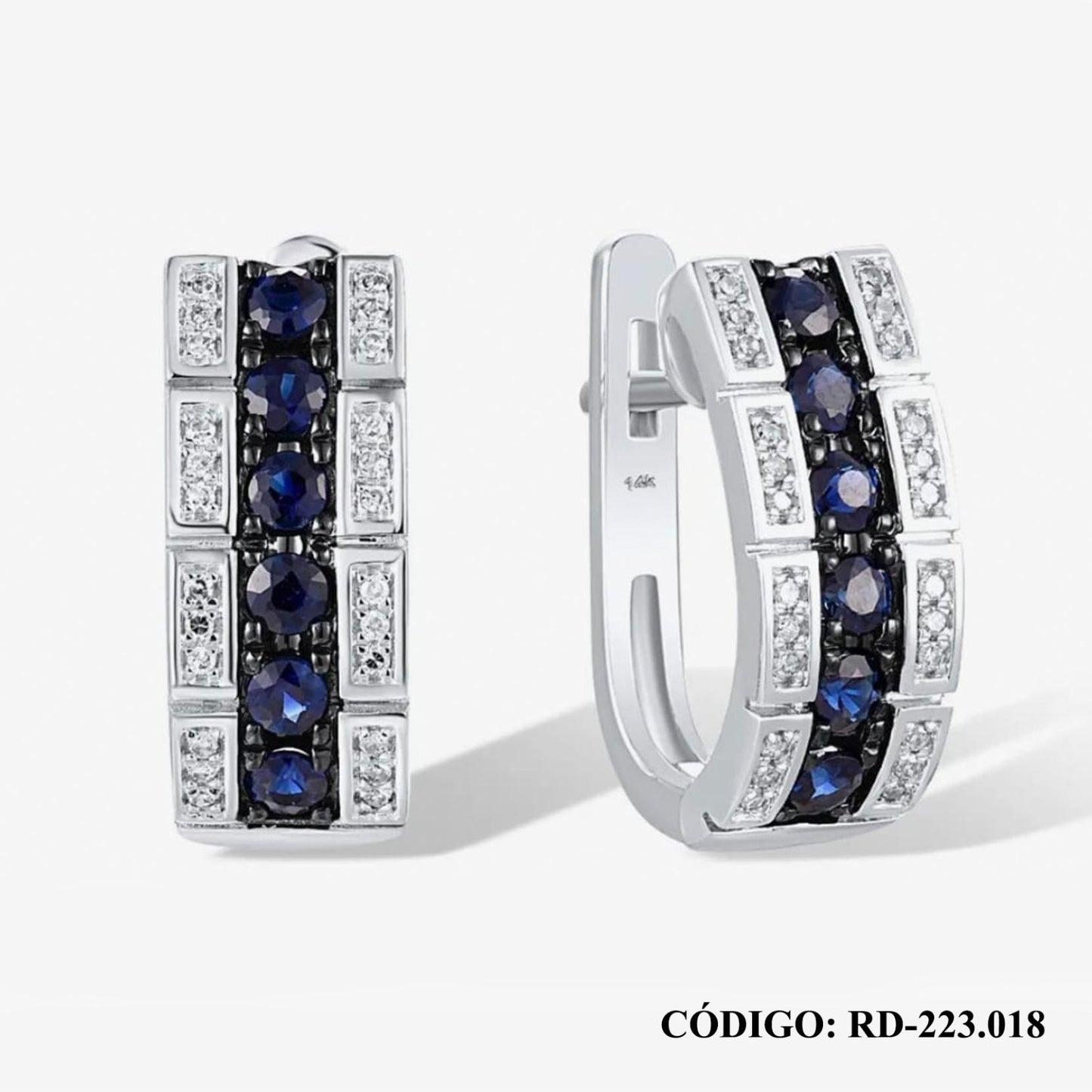 Aros de Brillante y Zafiro en Oro 14k